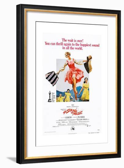 The Sound of Music, Center: Julie Andrews on 1973 Poster Art, 1965-null-Framed Giclee Print