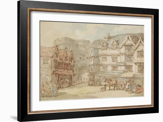 The South Gate, Exeter, C.1810-Thomas Rowlandson-Framed Giclee Print