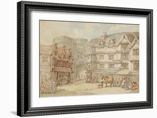 The South Gate, Exeter, C.1810-Thomas Rowlandson-Framed Giclee Print