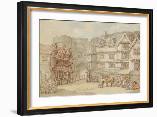 The South Gate, Exeter, C.1810-Thomas Rowlandson-Framed Giclee Print