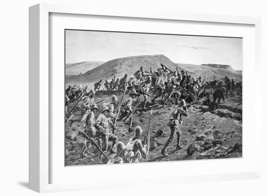 The South Lancashires Storming the Boer Trenches at Pieters Hill, Natal, 1900-William Barnes Wollen-Framed Giclee Print