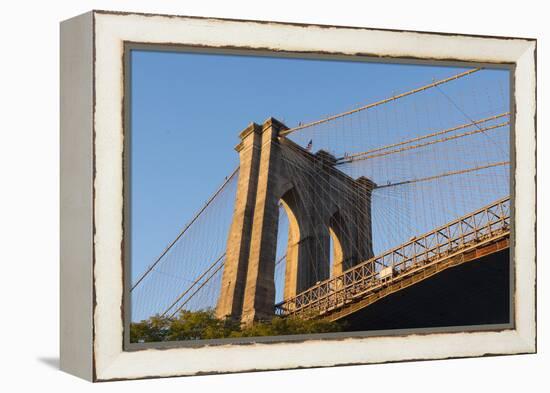 The south tower of the iconic Brooklyn Bridge, New York City, New York-Greg Probst-Framed Premier Image Canvas