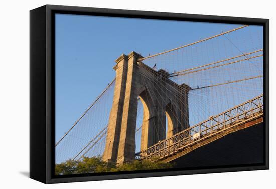 The south tower of the iconic Brooklyn Bridge, New York City, New York-Greg Probst-Framed Premier Image Canvas