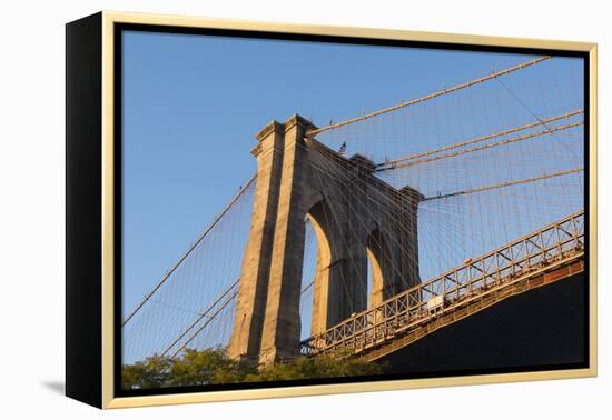 The south tower of the iconic Brooklyn Bridge, New York City, New York-Greg Probst-Framed Premier Image Canvas