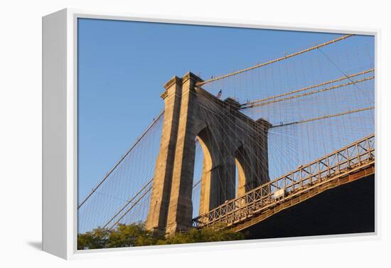 The south tower of the iconic Brooklyn Bridge, New York City, New York-Greg Probst-Framed Premier Image Canvas