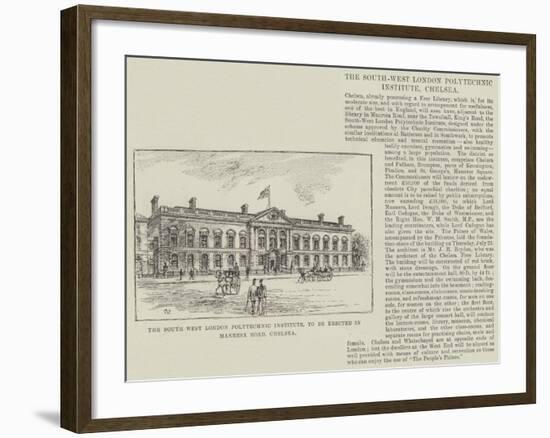 The South West London Polytechnic Institute, to Be Erected in Manresa Road, Chelsea-Frank Watkins-Framed Giclee Print