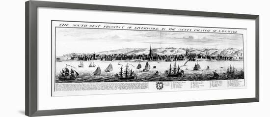 The South West Prospect of Liverpool, in the County Palatine of Lancaster, 1728-Nathaniel and Samuel Buck-Framed Giclee Print