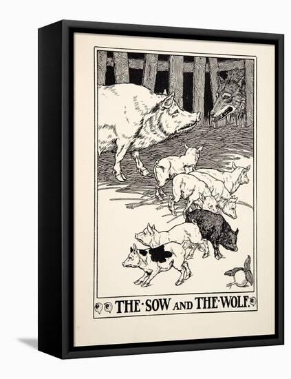 The Sow and the Wolf, from A Hundred Fables of Aesop, Pub.1903 (Engraving)-Percy James Billinghurst-Framed Premier Image Canvas