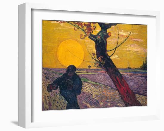 The Sower at Sunset, 1888-Vincent van Gogh-Framed Premium Giclee Print