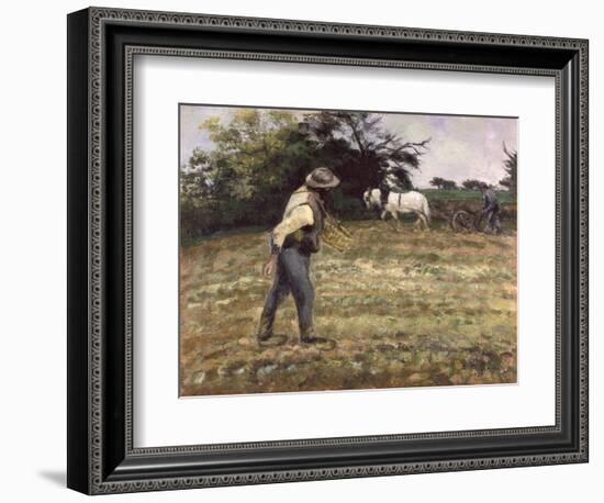 The Sower, Montfoucault, 1875-Camille Pissarro-Framed Giclee Print