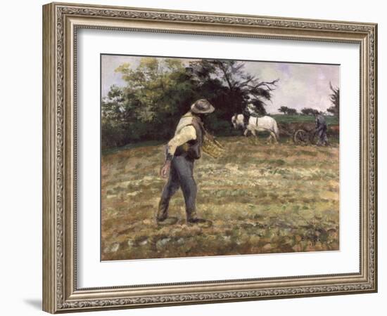 The Sower, Montfoucault, 1875-Camille Pissarro-Framed Giclee Print