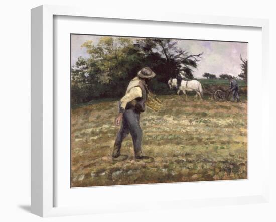 The Sower, Montfoucault, 1875-Camille Pissarro-Framed Giclee Print