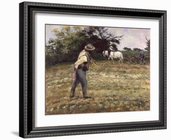 The Sower, Montfoucault, 1875-Camille Pissarro-Framed Giclee Print