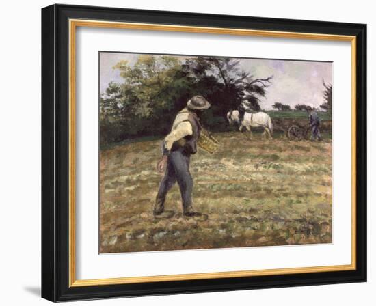 The Sower, Montfoucault, 1875-Camille Pissarro-Framed Giclee Print