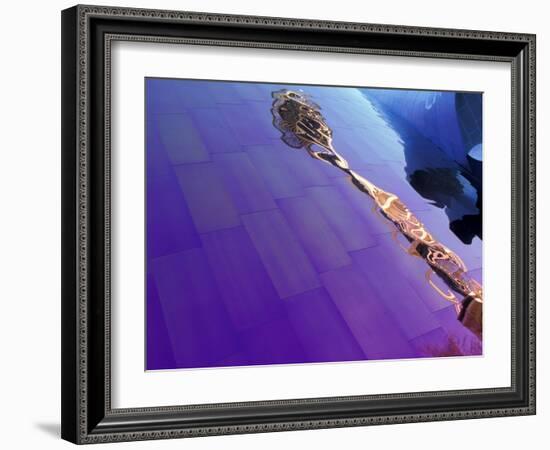 The Space Needle Reflected in the Experience Music Project Building, Seattle, Washington, USA-William Sutton-Framed Photographic Print