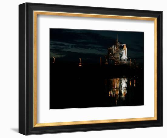 The Space Shuttle Atlantis is Reflected in a Pond on Pad 39B-null-Framed Photographic Print