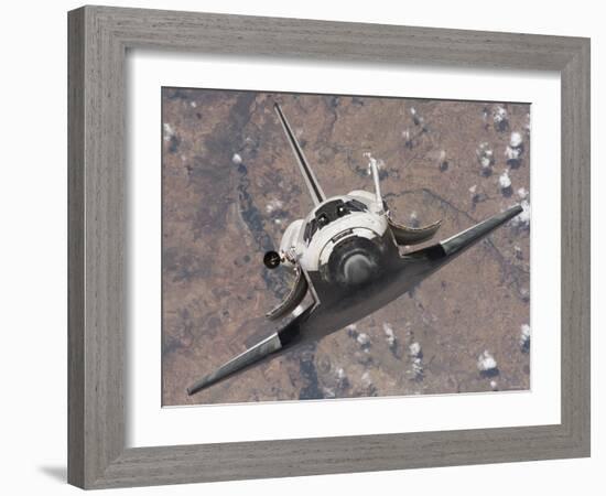 The Space Shuttle Discovery Approaches the International Space Station for Docking-Stocktrek Images-Framed Photographic Print