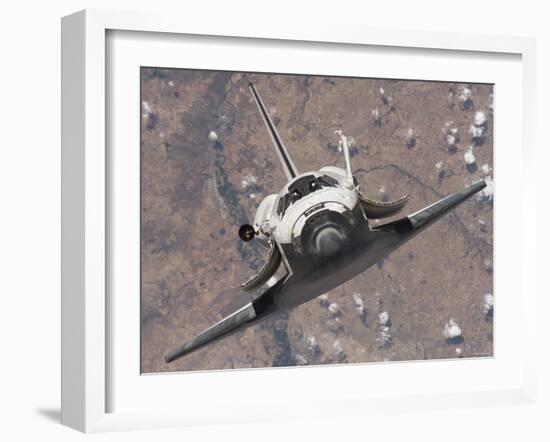 The Space Shuttle Discovery Approaches the International Space Station for Docking-Stocktrek Images-Framed Photographic Print