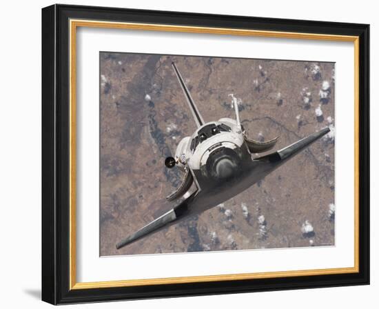 The Space Shuttle Discovery Approaches the International Space Station for Docking-Stocktrek Images-Framed Photographic Print