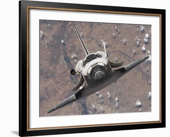 The Space Shuttle Discovery Approaches the International Space Station for Docking-Stocktrek Images-Framed Photographic Print