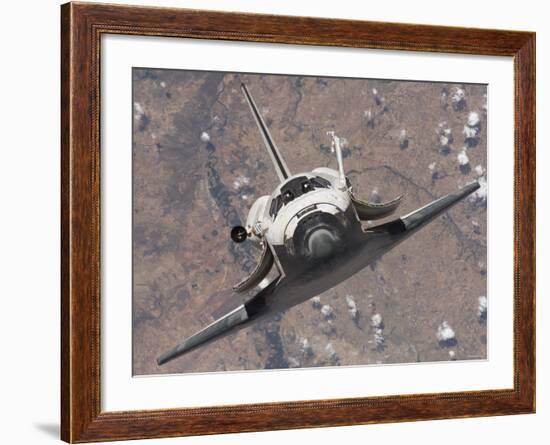 The Space Shuttle Discovery Approaches the International Space Station for Docking-Stocktrek Images-Framed Photographic Print