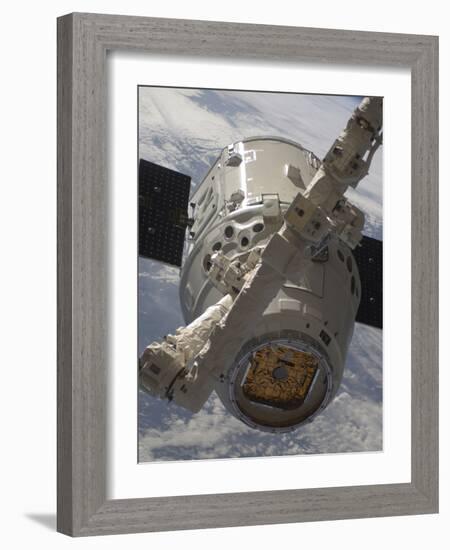 The SpaceX Dragon Commercial Cargo Craft During Grappling Operations with Canadarm2-Stocktrek Images-Framed Photographic Print