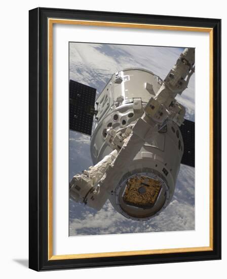 The SpaceX Dragon Commercial Cargo Craft During Grappling Operations with Canadarm2-Stocktrek Images-Framed Photographic Print