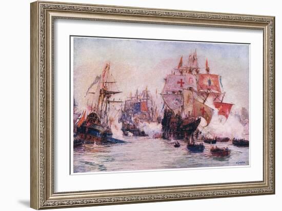 The Spanish Armada 1588, 1915-William Lionel Wyllie-Framed Giclee Print