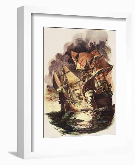 The Spanish Armada, 1588-Peter Jackson-Framed Giclee Print