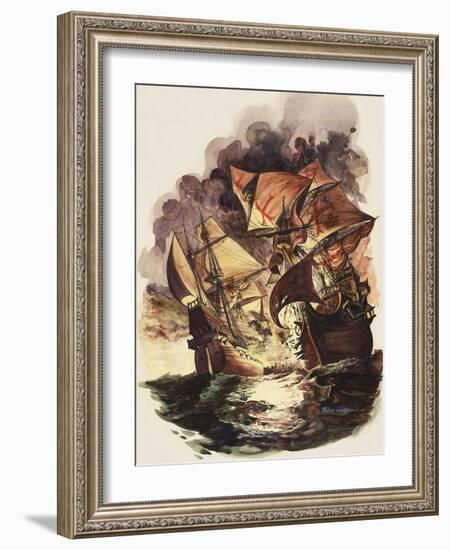 The Spanish Armada, 1588-Peter Jackson-Framed Giclee Print