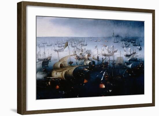 The Spanish Armada Defeated in the English Channel in July 1588-Hendrick van de Sande Bakhuyzen-Framed Giclee Print