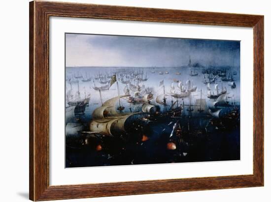 The Spanish Armada Defeated in the English Channel in July 1588-Hendrick van de Sande Bakhuyzen-Framed Giclee Print