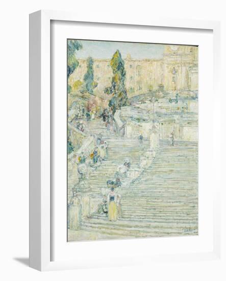 The Spanish Stairs, Rome, 1897-Childe Hassam-Framed Premium Giclee Print