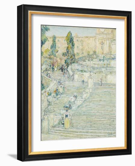 The Spanish Stairs, Rome, 1897-Childe Hassam-Framed Premium Giclee Print