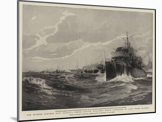 The Spanish Torpedo Boat Flotilla under Captain Villaamil Which Assembled at Cape Verde Islands-Eduardo de Martino-Mounted Giclee Print