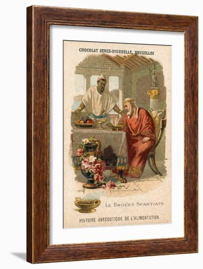 The Spartan Broth, Trade Card Produced by Chocolat Senez-Sturbelle-null-Framed Giclee Print