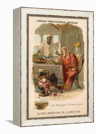 The Spartan Broth, Trade Card Produced by Chocolat Senez-Sturbelle-null-Framed Premier Image Canvas