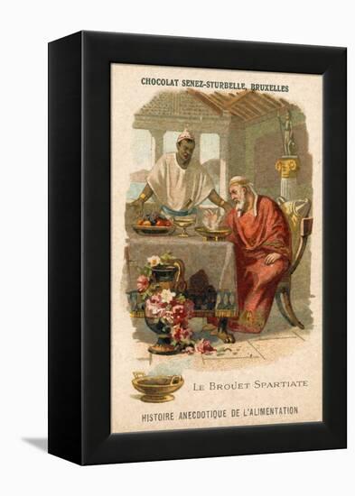 The Spartan Broth, Trade Card Produced by Chocolat Senez-Sturbelle-null-Framed Premier Image Canvas