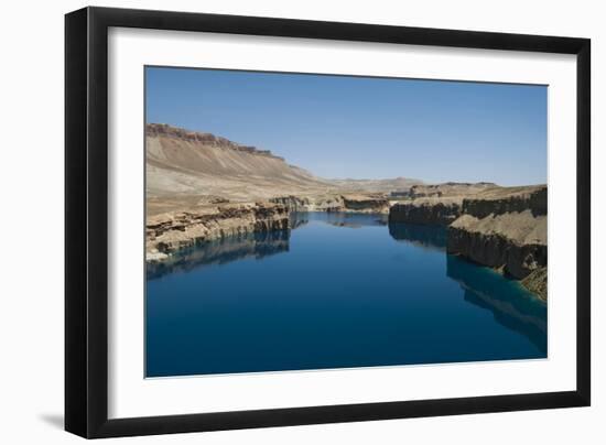 The spectacular deep blue lakes of Band-e Amir, country's first Nat'l Park, Afghanistan-Alex Treadway-Framed Photographic Print