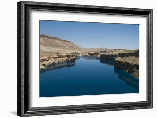 The spectacular deep blue lakes of Band-e Amir, country's first Nat'l Park, Afghanistan-Alex Treadway-Framed Photographic Print