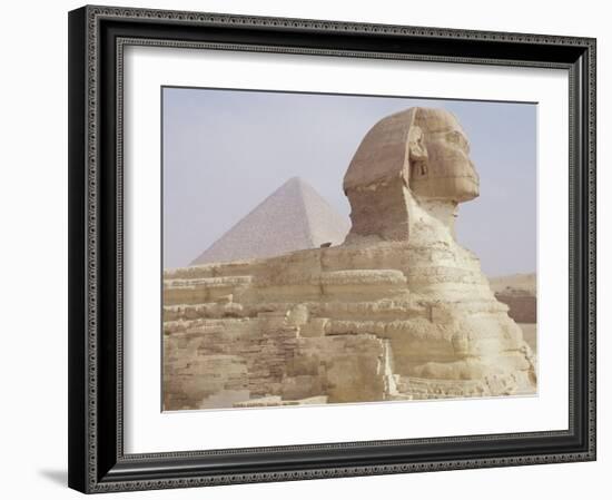 The Sphinx and Chephren Pyramid Beyond, Giza, Unesco World Heritage Site, Near Cairo, Egypt-Nico Tondini-Framed Photographic Print