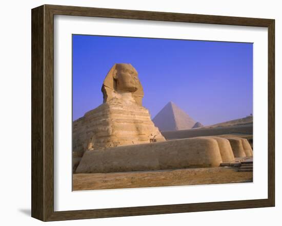 The Sphinx and Pyramid of Cheops at Sunrise, Giza, Cairo, Egypt-Sylvain Grandadam-Framed Photographic Print