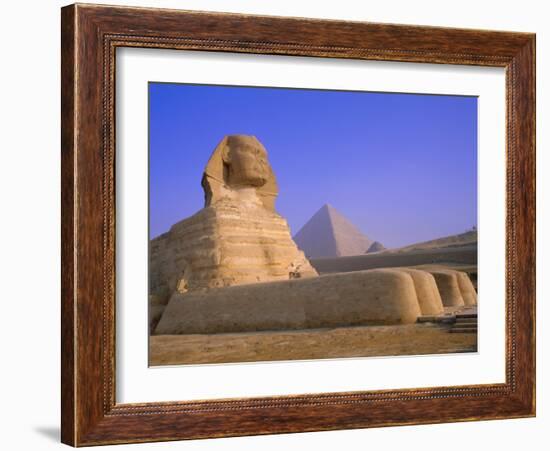 The Sphinx and Pyramid of Cheops at Sunrise, Giza, Cairo, Egypt-Sylvain Grandadam-Framed Photographic Print