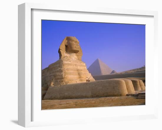 The Sphinx and Pyramid of Cheops at Sunrise, Giza, Cairo, Egypt-Sylvain Grandadam-Framed Photographic Print