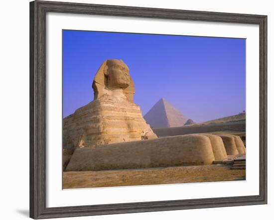 The Sphinx and Pyramid of Cheops at Sunrise, Giza, Cairo, Egypt-Sylvain Grandadam-Framed Photographic Print