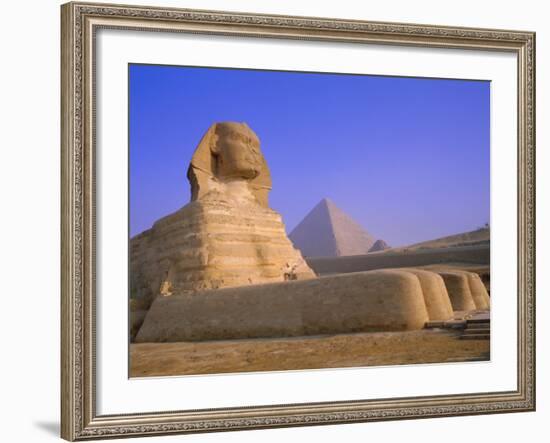 The Sphinx and Pyramid of Cheops at Sunrise, Giza, Cairo, Egypt-Sylvain Grandadam-Framed Photographic Print