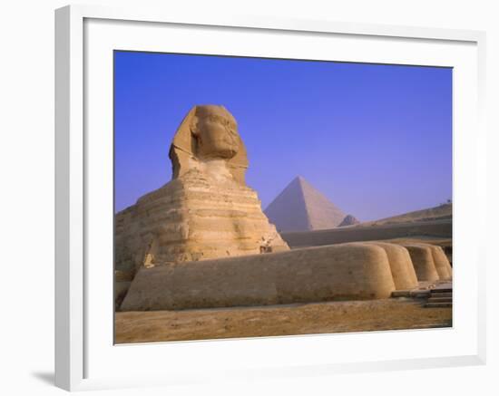 The Sphinx and Pyramid of Cheops at Sunrise, Giza, Cairo, Egypt-Sylvain Grandadam-Framed Photographic Print