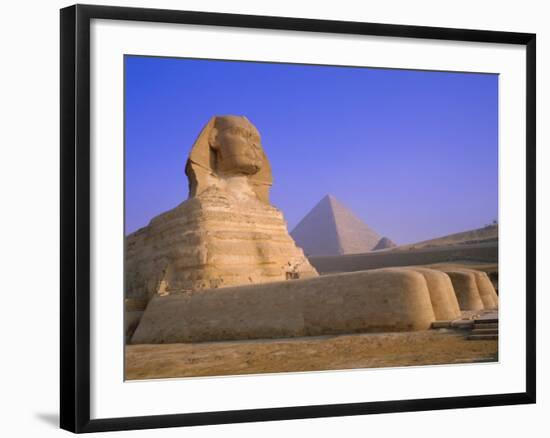 The Sphinx and Pyramid of Cheops at Sunrise, Giza, Cairo, Egypt-Sylvain Grandadam-Framed Photographic Print