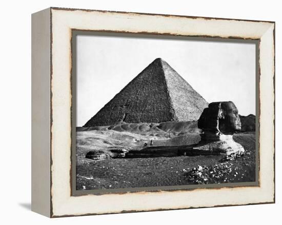 The Sphinx and the Pyramid of Cheops Standing in the Desert-null-Framed Premier Image Canvas