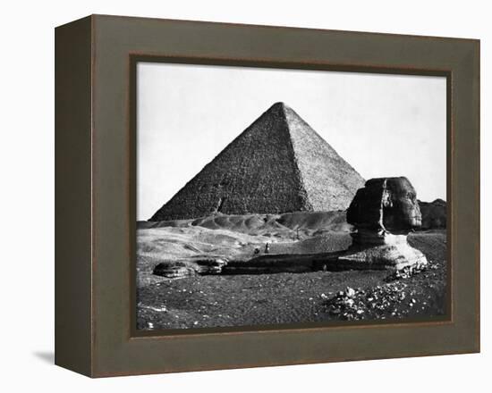 The Sphinx and the Pyramid of Cheops Standing in the Desert-null-Framed Premier Image Canvas